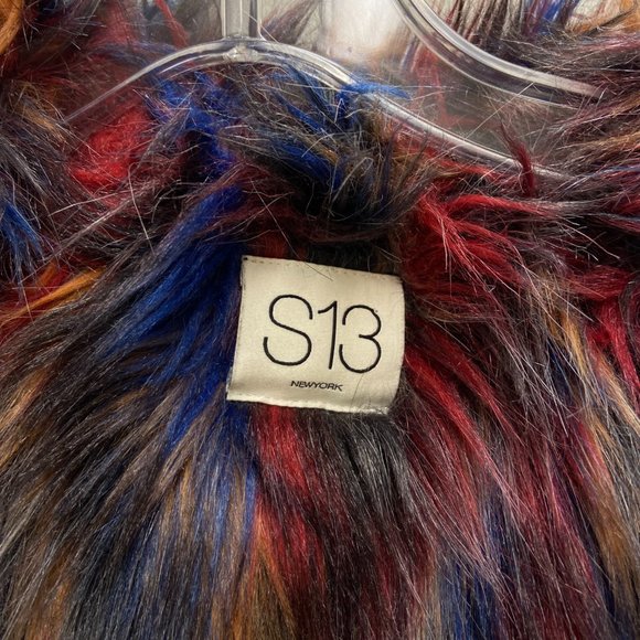 Multicolored, fur-lined coat by S13 - Picture 3 of 3